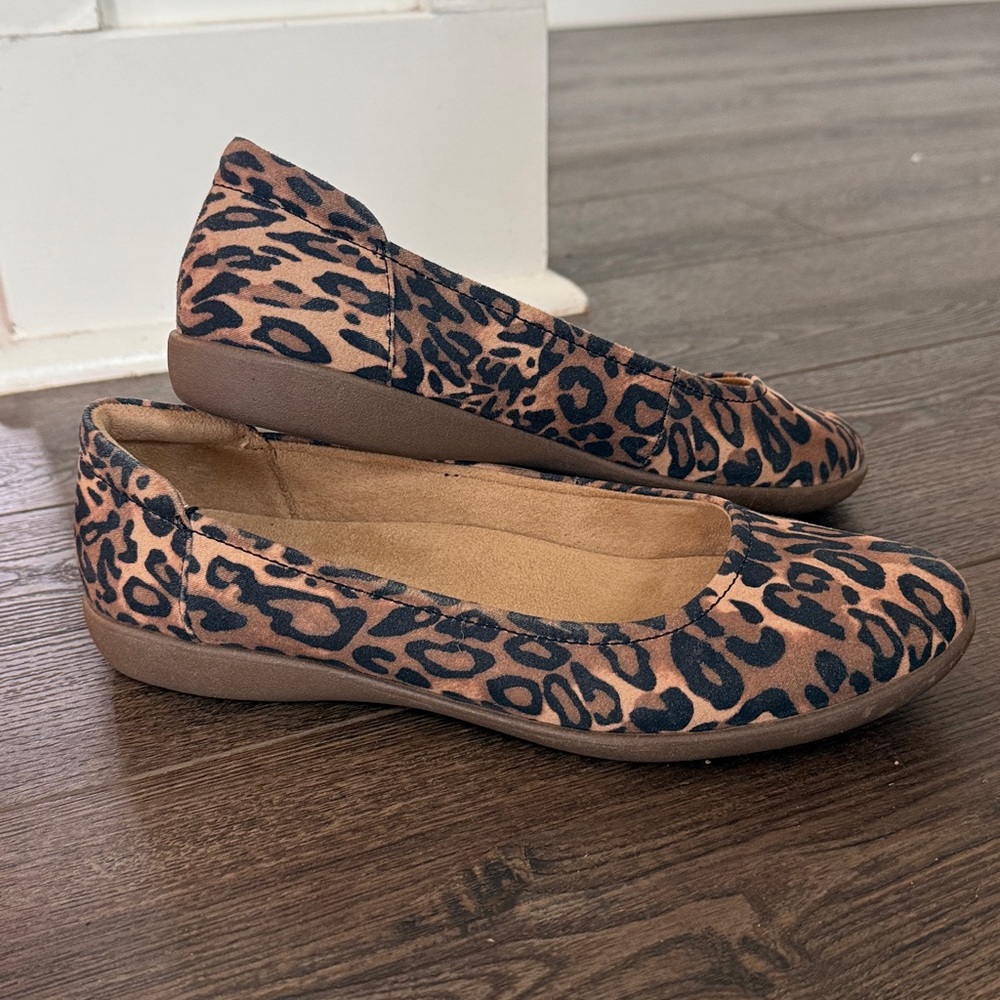 Naturalizer Flexy Flat  Leopard-Print Slip on Flats 8.5 - Brown/Black